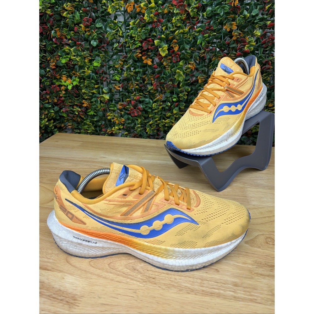 Saucony Triumph 20 Athletic Running Shoes Sneakers Orange‎ Gold Blue Womens 10.5